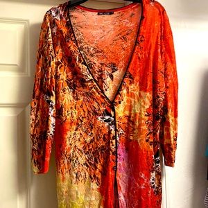 Nic & Zoe multicolor linen cardigan size 1X